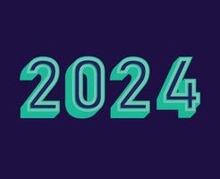 2024 content Nouveau année abstrait cyan graphique conception vacances vecteur logo symbole illustration avec violet Contexte