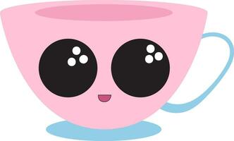emoji de une souriant café tasse dans charmant rose, vecteur ou Couleur illustration