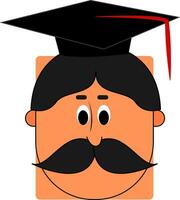 dessin animé visage de une professeur portant une capot, vecteur ou Couleur illustration