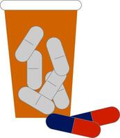 clipart de le médicaments dans et en dehors de le intelligent pilule marron récipient, vecteur ou Couleur illustration