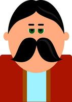 une homme avec gros graisse moustache portant rouge coloré manteau, vecteur ou Couleur illustration.