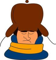 clipart de le visage de une homme dans une hiver marron chapeau vecteur ou Couleur illustration