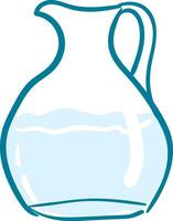 clipart de une verre cruche avec un exclamation marque est rempli avec l'eau vecteur ou Couleur illustration