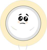 emoji de une triste de couleur blanche assiette vecteur ou Couleur illustration