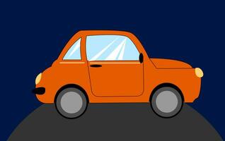 portrait de un Orange voiture plus de bleu Contexte vu de le côté vecteur ou Couleur illustration