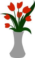 clipart de une de couleur blanche fleur vase affichage rouge fleurs et vert feuilles vecteur ou Couleur illustration