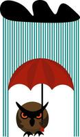 clipart de un hibou en portant un parapluie sur une pluvieux journée vecteur ou Couleur illustration