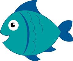 clipart de une de couleur bleue souriant poisson vecteur ou Couleur illustration