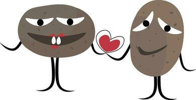 clipart de deux souriant patates en portant une cœur symbole vecteur ou Couleur illustration