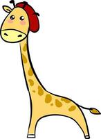 dessin animé girafe dans une rouge chapeau ensemble sur isolé blanc Contexte vu de le côté vecteur ou Couleur illustration