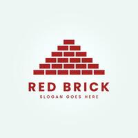 rouge brique, pile et empiler équilibre briques logo vecteur illustration conception modèle produit