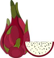 clipart de le entier et une demi coupe dragon fruit vecteur ou Couleur illustration