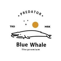 ancien rétro branché bleu baleine logo vecteur contour monoline art icône