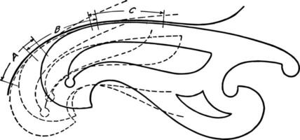 en utilisant français courbe prédéterminé points ancien gravure. vecteur