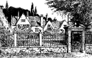 le formel jardin avebury paysage artiste ancien gravure. vecteur
