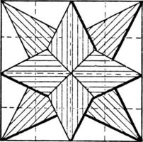 construire étoile en utilisant pentagones côtés sont égal dans longueur ancien gravure. vecteur