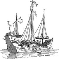 chinois commerce bateau, ancien illustration. vecteur