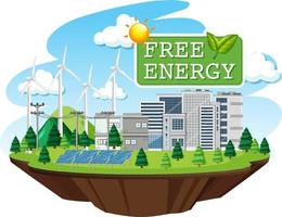 énergie verte générée par l'éolienne et le panneau solaire vecteur