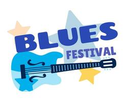 le jazz et blues la musique Festival icône avec guitare vecteur