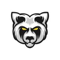 noir et blanc ours tête logo esport vecteur