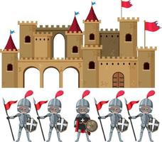 ensemble de chevaliers et château médiéval vecteur