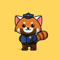 mignonne police rouge Panda dessin animé vecteur illustration animal métier concept icône isolé