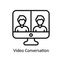 vidéo conversation vecteur contour icône conception illustration. affaires et la gestion symbole sur blanc Contexte eps dix fichier