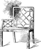 chippendale chinois chaise ancien illustration vecteur