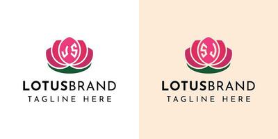 lettre js et sj lotus logo ensemble, adapté pour affaires en relation à lotus fleurs avec js ou sj initiales. vecteur