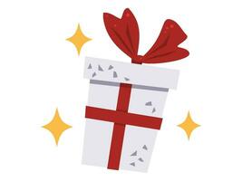 cadeau boîte avec rouge ruban et étoile Noël vecteur illustration collection