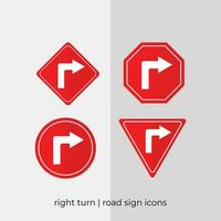 différent droite tour route signe vecteur collection dans rouge Icônes