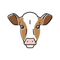 vache tête ferme Couleur icône vecteur illustration