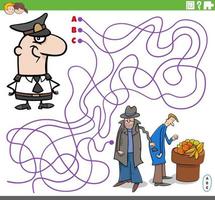 jeu de labyrinthe avec personnage de policier de dessin animé et voleur vecteur