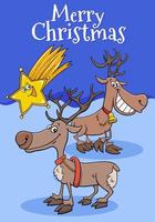conception ou carte avec des rennes de dessin animé le temps de Noël vecteur