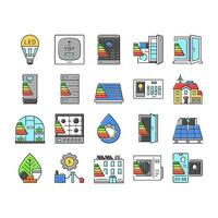 énergie efficace La technologie vert Icônes ensemble vecteur