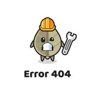 erreur 404 avec la mascotte mignonne de feuilles séchées vecteur