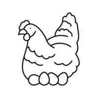 poule Oeuf poulet ferme nourriture ligne icône vecteur illustration