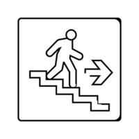 escalier en haut évacuation urgence ligne icône vecteur illustration