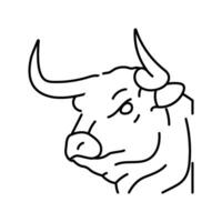 taureau animal tête ligne icône vecteur illustration