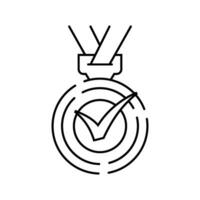 médaille vérifier marque ligne icône vecteur illustration