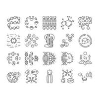 biotechnologie chimie science Icônes ensemble vecteur