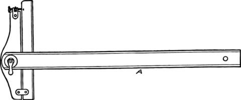 Ajustable tête t à carré avec règle traverser membre dans une voulu position ancien gravure. vecteur