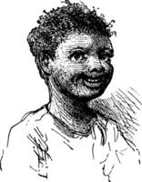 garçon souriant comme une portrait, ancien gravure. vecteur