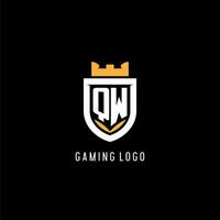 initiale qw logo avec bouclier, esport jeu logo monogramme style vecteur