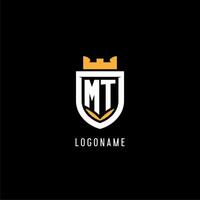 initiale mt logo avec bouclier, esport jeu logo monogramme style vecteur