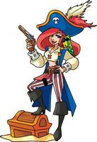 pirate fille illustration vecteur