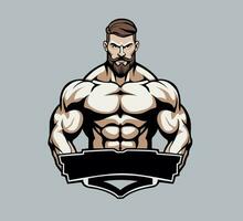 muscle homme aptitude logo pour Gym manuellement établi vecteur