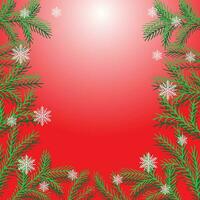 Nouveau année vecteur Contexte. Couleur illustration de Nouveau années sapin branches et flocons de neige sur une rouge Contexte. Cadre pour toutes nos félicitations, cartes et invitations.