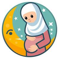 illustration de une Enceinte femme qui est attendre pour le naissance de le enfant dans sa utérus vecteur
