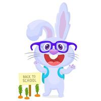 retour à l'école avec un lapin intelligent vecteur